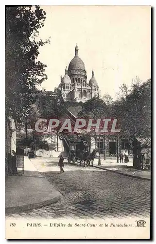 Cartes postales Paris L'Eglise du Sacre Coeur et le Funiculaire