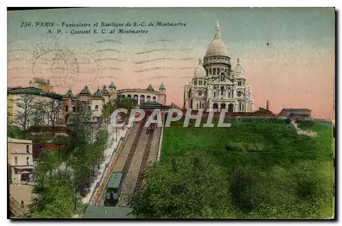 Cartes postales Paris Funiculaire et Basilique de S C de Montmartre Couvent S C at Montmartre