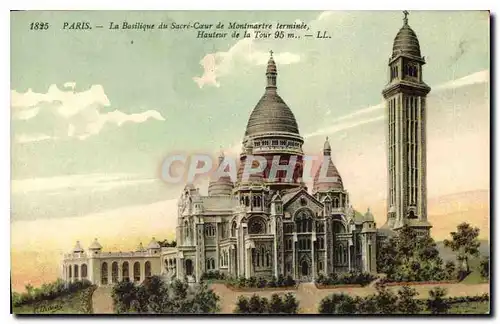 Cartes postales Paris Basilique du Sacre Coeur de Montmartre terminee Hauteur de la Tour 95 m