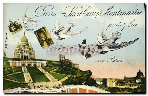 Cartes postales Paris Sacre Coeur de Montmartre Hirondelles