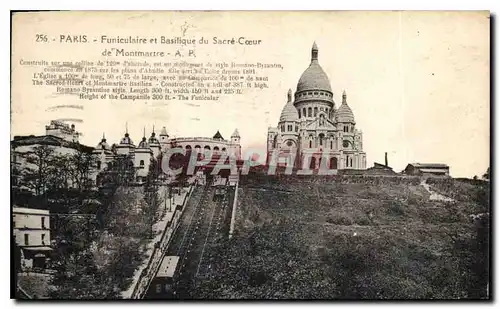 Cartes postales Paris Funiculaire et Basilique du Sacre Coeur de Montmartre