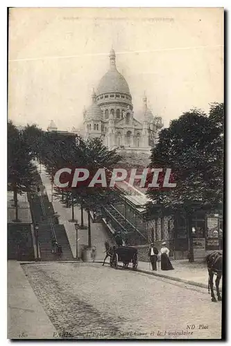 Cartes postales Paris L'Eglise Sacre Coeur et le Funiculaire