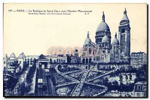 Cartes postales Paris La Basilique du Sacre Coeur avec l'Escalier Monumental