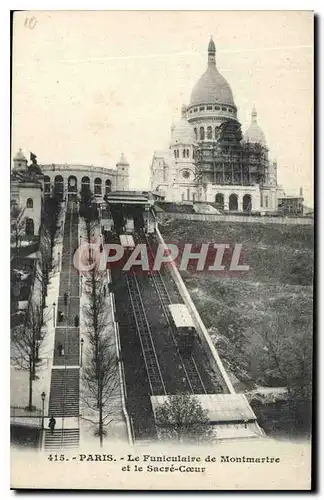 Cartes postales Paris Funiculaire de Montmartre et le Sacre Coeur