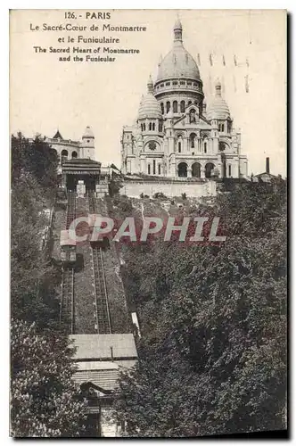 Cartes postales Paris le Sacre Coeur de Montmartre et le Funiculaire