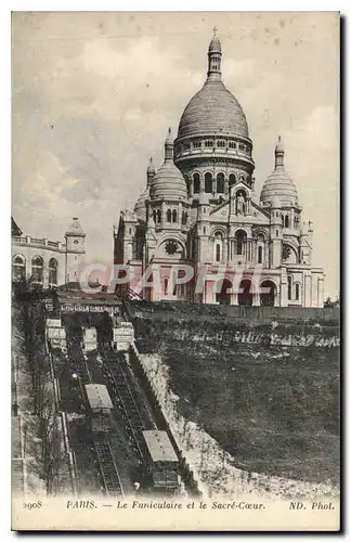 Cartes postales Paris le Funiculaire et le Sacre Coeur