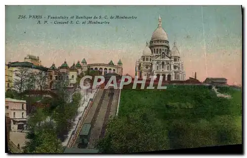 Cartes postales Paris Funiculaire et Basilique du S C de Montmartre