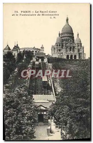 Cartes postales Paris le Sacre Coeur et le Funiculaire de Montmartre