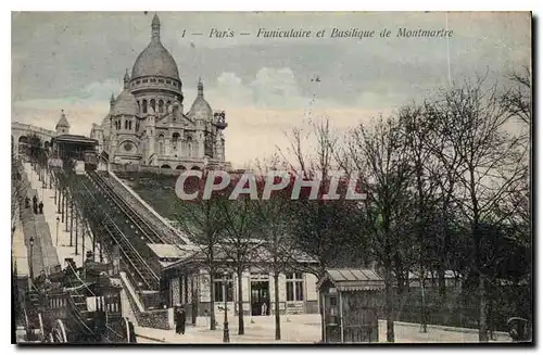 Cartes postales Paris Funiculaire et Basilique de Montmartre