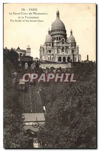 Cartes postales Paris le Sacre Coeur de Montmartre et le Funiculaire