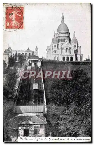 Cartes postales Paris Eglise du Sacre Coeur et le Funiculaire