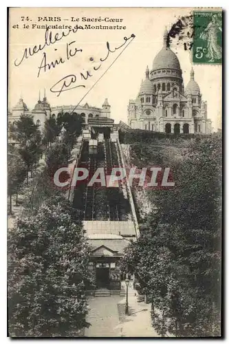 Cartes postales Paris le Sacre Coeur et le Funiculaire de Montmartre