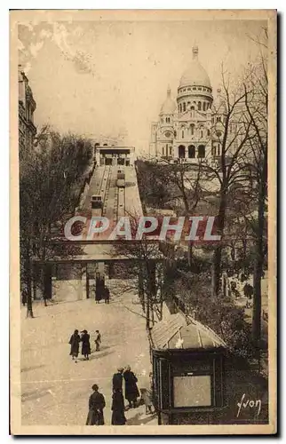 Ansichtskarte AK Paris en Flanant Le Funiculaire et la Basilique du Sacre Coeur de Montmartre