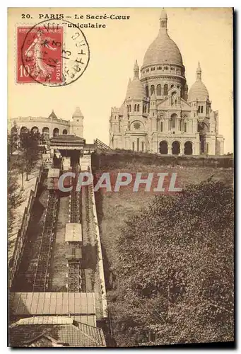 Cartes postales Paris le Sacre Coeur Funiculaire