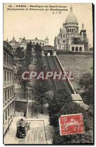 Cartes postales Paris Basilique du Sacre Coeur Funiculaire et Reservoir de Montmartre