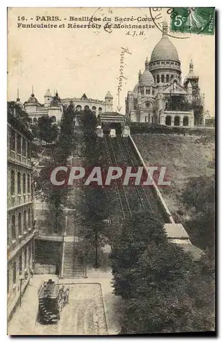 Cartes postales Paris Basilique du Sacre Coeur Finiculaire et Reservoir de Montmartre