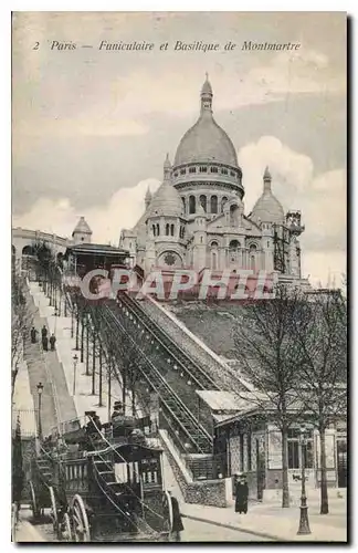 Cartes postales Paris Funiculaire et Basilique de Montmartre