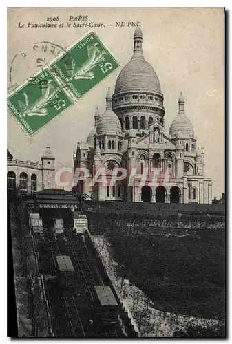 Cartes postales Paris Le Funiculaire et le Sacre Coeur