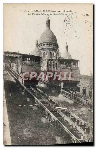 Cartes postales Paris Le Funiculaire et le Sacre Coeur