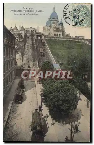 Cartes postales Paris Montmartre Funiculaire et Sacre Coeur