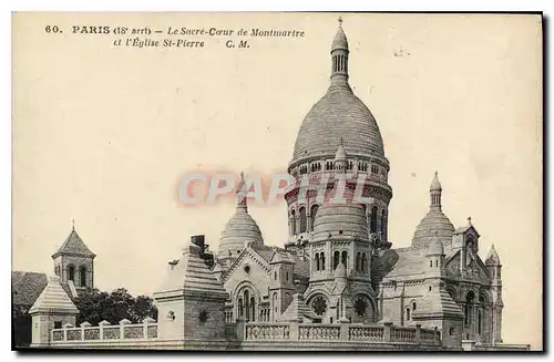 Cartes postales Paris (18e Arr) Le Sacre Coeur de Montmartre et l'Eglise St Pierre