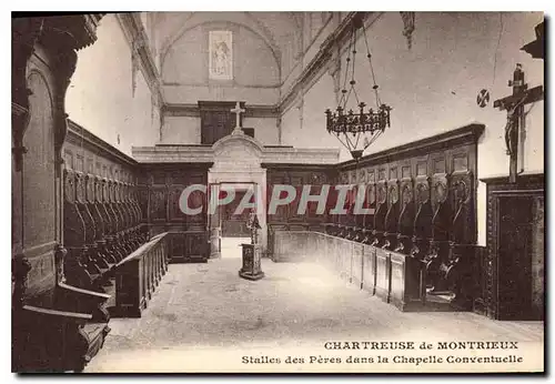 Ansichtskarte AK Chartreuse de Montrieux Stalles des Peres dans la Chapelle Conventuelle