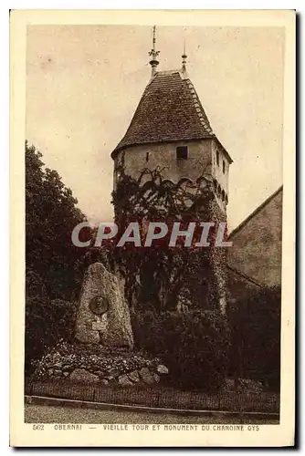 Ansichtskarte AK Obernai Vieille tour et monument du Chanoine Gys