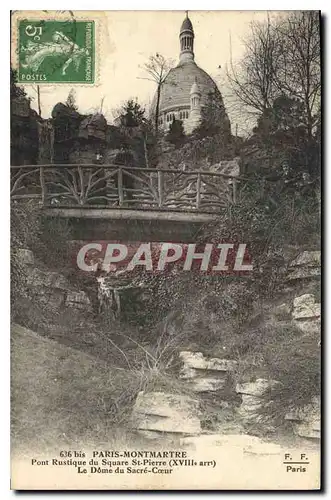 Cartes postales Paris Montmartre pont Rustique du Square St Pierre XVIII le Dome du Sacre Coeur