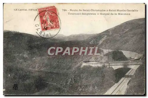 Cartes postales Le Cantal Pittoresque Route de Saint Christophe a Saint Martin Cantales Tournant dangereux Gorge