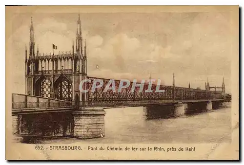 Ansichtskarte AK Strasbourg pont du chemin de fer sur le Rhin pres de Kehl