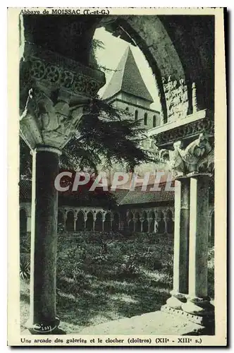 Cartes postales Abbaye de Moissac T et G une arcade des Galeries et le Clocher Cloitre XII XIII S