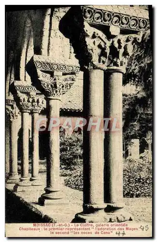 Cartes postales Moissac T et G le Cloitre galerie orientale chapiteaux le premier representant t'adoration des M