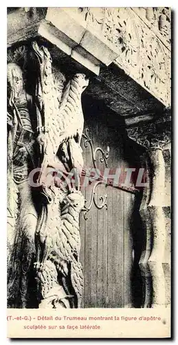 Cartes postales Moissac T et G detail du Trumeau montrant la Figure d'apotre sculptee sur sa face laterale