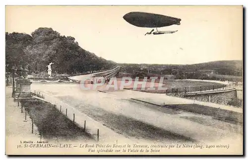 Cartes postales Saint Germain en Laye Le Rond Point des Roses et la Terrasse Zeppelin Dirigeable