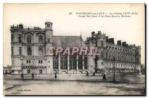 Cartes postales Saint Germain en Laye Le Chateau Facade Sud Ouest et la Place Maurice Berteaux