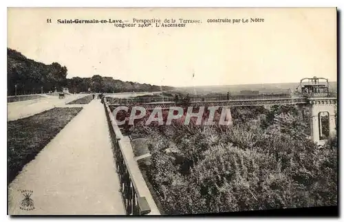 Cartes postales Saint Germain en Laye Perspective de la Terrasse costriute par Le Notre Longueur l'Ascenseur