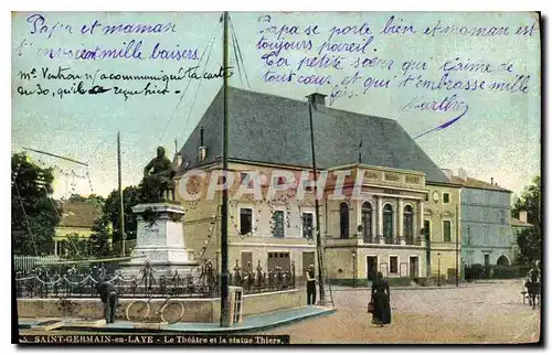 Cartes postales Saint Germain en Laye La Theatre et la statue Thiers