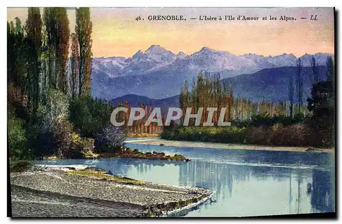 Ansichtskarte AK Grenoble L'Isere a L'Ile d'Amour et les Alpes