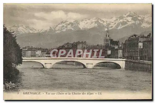 Cartes postales Grenoble Vue sur l'Isere et la Chaine des Alpes