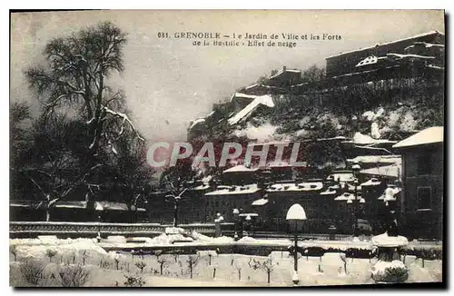 Cartes postales Grenoble Le Jardin de Ville et les Forts de la Bastille