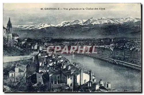 Ansichtskarte AK Grenoble Vue generale et la Chaine des Alpes