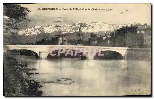 Cartes postales Grenoble Pont de l'Hopital et la Chaine des Alpes