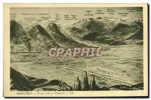 Cartes postales Grenoble Plan de la Region