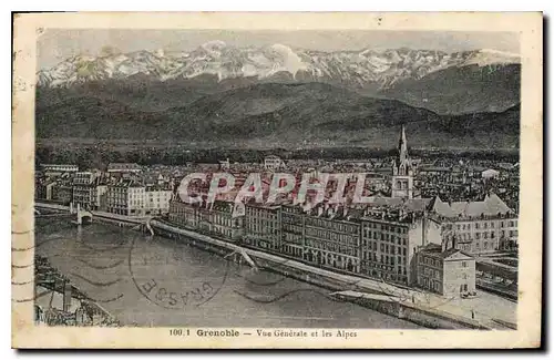 Cartes postales Grenoble Vue generale et les Alpes