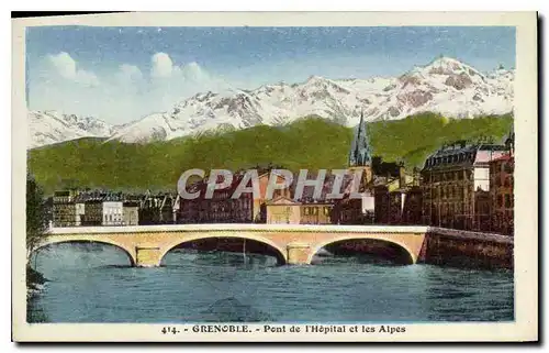 Cartes postales Grenoble Pont de l'Hopital et les Alpes