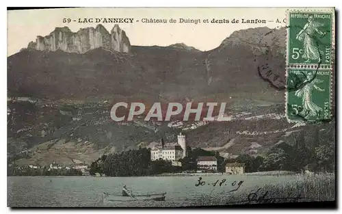 Cartes postales Lac d'Annecy Chateau de Duingt et dents de Lanfon