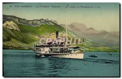 Cartes postales Lac d'Annecy Le Vapeur France Au fond la Tournette Bateau