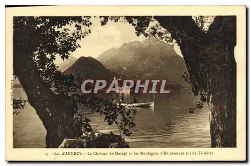 Cartes postales Lac d'Annecy Le Chateau de Duingt et les Montagues d'Entreverues vus de Talloires