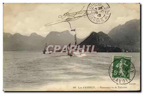 Cartes postales Lac d'Annecy Panorama vu de Talloires Bateau