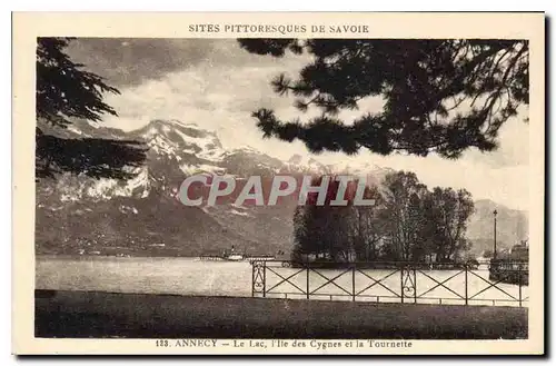 Ansichtskarte AK Annecy Le Lac L'Ile des Cygnes et la Tournette